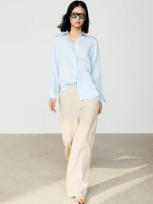 Koszula Z Lyocellu O Luźnym Kroju - Błękitny - Massimo Dutti - Female