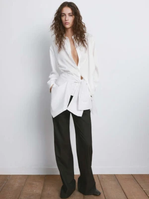 Koszula z lyocellu o prostym kroju kremowy / écru - Kobieta - - MANGO