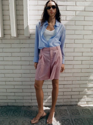 Koszula z lyocellu w paski błękitny - Kobieta - - MANGO