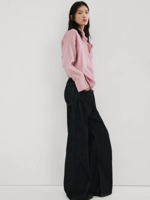 Koszula z lyocellu w paski pastelowy róż - Kobieta - - MANGO