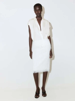 Koszula z lyocellu z krótkim rękawem złamana biel - Kobieta - - MANGO