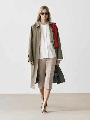 Koszula Z Mieszanki Bawełny Z Ozdobnym Haftem - Biały - - Massimo Dutti - Kobieta