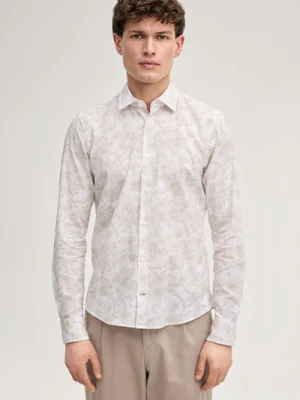 Koszula z mieszanki lnu Pit w kolorze białym/beżowym z wzorem Joop