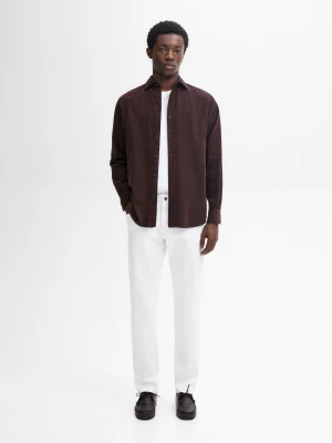 Koszula Z Mikrosztruksu Regular Fit - Bordowy - - Massimo Dutti - Mężczyzna