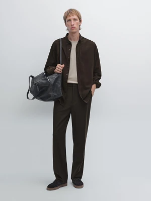 Koszula Z Mikrosztruksu Regular Fit - Brązowy - - Massimo Dutti - Mężczyzna