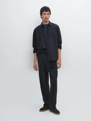 Koszula Z Mikrosztruksu Regular Fit - Niebieski - - Massimo Dutti - Mężczyzna