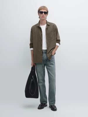 Koszula Z Mikrosztruksu Regular Fit - Szary - - Massimo Dutti - Mężczyzna
