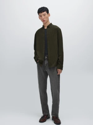 Koszula Z Mikrosztruksu Regular Fit - Zielony - - Massimo Dutti - Mężczyzna