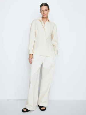 Koszula Z Ozdobnymi Szwami – Studio - Beżowy - Massimo Dutti - Female