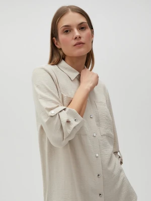 Koszula z ozdobymi guzikami beżowa Moodo