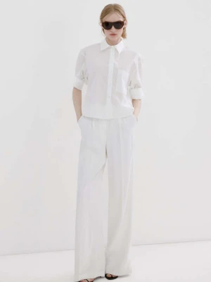 Koszula z perłami na kieszeni złamana biel - Kobieta - - MANGO