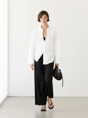 Koszula Z Popeliny 100% Bawełny - Biały - - Massimo Dutti - Kobieta