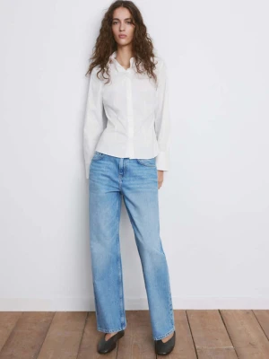 Koszula z popeliny o taliowanym kroju biały - Kobieta - - MANGO