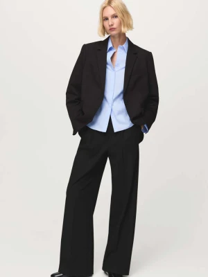 Koszula z popeliny o taliowanym kroju błękitny - Kobieta - - MANGO