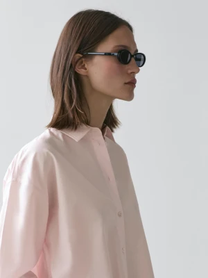 Koszula Z Popeliny Z Bawełną - Różowy - - Massimo Dutti - Kobieta