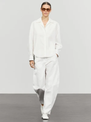 Koszula Z Popeliny Z Ozdobnymi Szwami - Biały - Massimo Dutti - Female