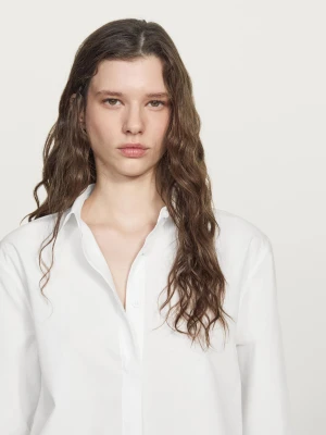 Koszula Z Popeliny Z Ukrytymi Guzikami - Biały - - Massimo Dutti - Kobieta