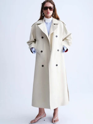 Koszula z popeliny z wysokim kołnierzem i guzikami błękitny - Kobieta - - MANGO