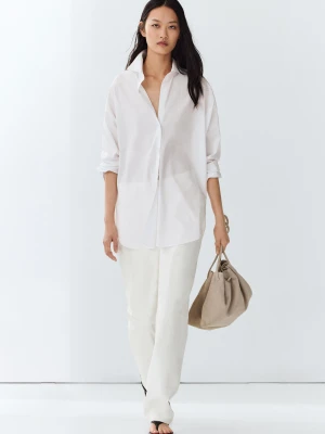 Koszula Z Popeliny Ze 100% Bawełny - Biały - Massimo Dutti - Female