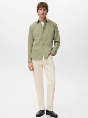 Zdjęcie produktu Koszula z tkaniny oxford z 100% bawełny khaki - Mężczyzna - - MANGO MAN