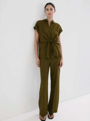 Koszula z węzłem i krótkim rękawem zielony - Kobieta - - MANGO