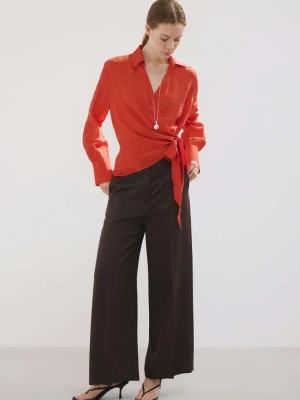 Koszula z wiązaniem czerwony - Kobieta - - MANGO