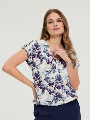 Koszula z wiskozy w kwiaty granatowa Moodo
