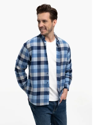 Koszula z wzorem w kratę, Regular Fit, K-VOLAN Volcano