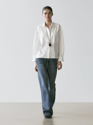 Koszula Ze 100% Bawełny - Biały - - Massimo Dutti - Kobieta