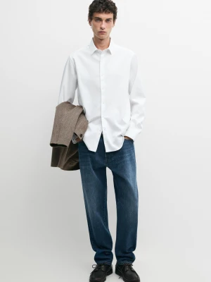 Koszula Ze 100% Bawełny Z Fakturą - Biały - Massimo Dutti - Male