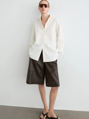 Koszula Ze 100% Bawełny Z Ozdobnymi Guzikami - Biały Złamany - - Massimo Dutti - Kobieta