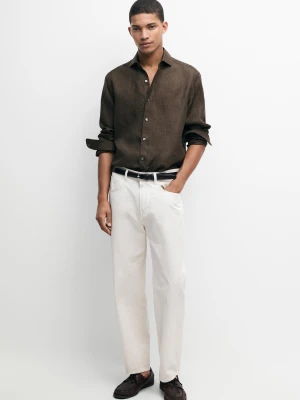 Koszula Ze 100% Lnu - Brązowy - Massimo Dutti - Male
