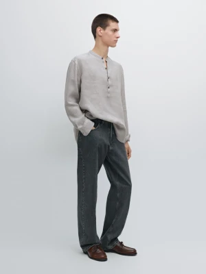Koszula Ze 100% Lnu - Szary - - Massimo Dutti - Mężczyzna