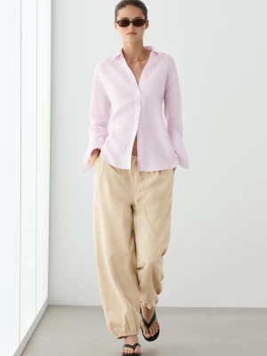 Koszula Ze 100% Lnu W Paski - Różowy - Massimo Dutti - Female