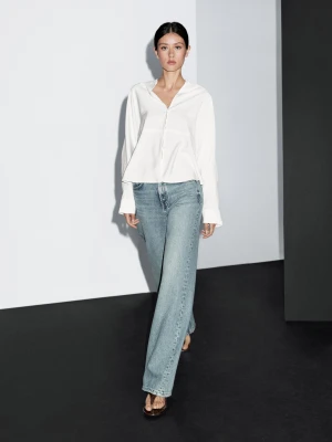Koszula Ze Stójką I Szwem Z Przodu - Beżowy - - Massimo Dutti - Kobieta