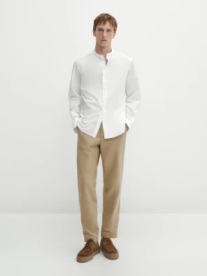 Koszula Ze Stójką Ze 100% Bawełny - Biały - - Massimo Dutti - Mężczyzna