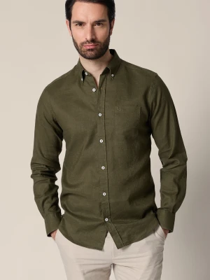 Koszula Zielona z Lnem Regular Belinda Lancerto