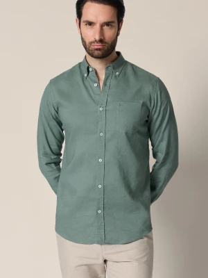 Koszula Zielona z Lnem Regular Margarita Lancerto