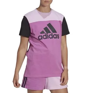 Koszulka adidas Essentials Colorblock Logo HJ9470 - różowo-czarna