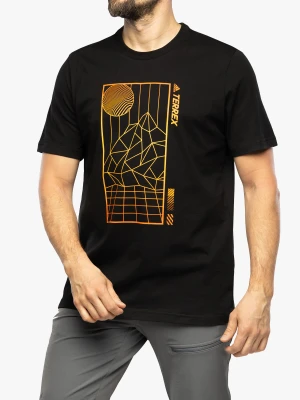 Koszulka bawełniana adidas TERREX Mountain Fun Graphic Tee - black/semi impact orange