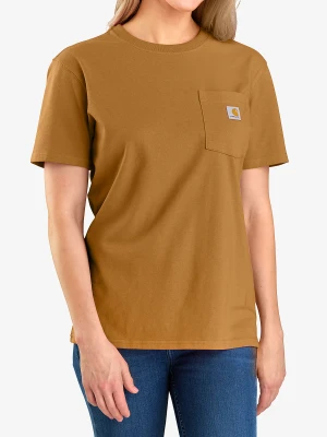 Koszulka bawełniana damska Carhartt Workwear Pocket S/S T-Shirt - carhartt brown