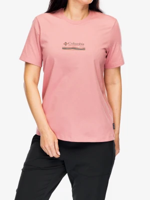 Koszulka bawełniana damska Columbia Boundless Beauty S/S Tee - pink agave/heritage