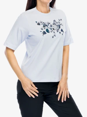 Koszulka bawełniana damska Columbia North Cascades Relaxed Tee - snowdrift/floral emblem