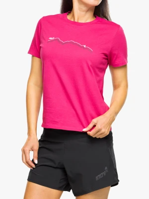 Koszulka bawełniana damska Inov-8 Graphic Tee SS Ridge - pink