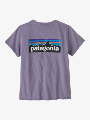 Koszulka bawełniana damska Patagonia P-6 Logo Responsibili-Tee - concrete purple