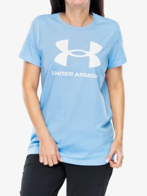 Koszulka bawełniana damska Under Armour Live Sportstyle Graphic SSC - horizon blue/white