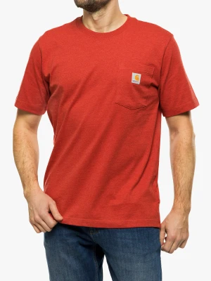 Koszulka bawełniana męska Carhartt K87 Pocket S/S T-Shirt - chili pepper