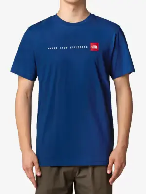 Koszulka bawełniana The North Face S/S Never Stop Exploring Tee - estate blue