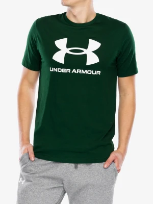 Koszulka bawełniana Under Armour UA Logo Short Sleeve - forest green/white