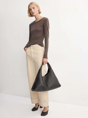 Koszulka bawełniana z długim rękawem brązowy - Kobieta - - MANGO